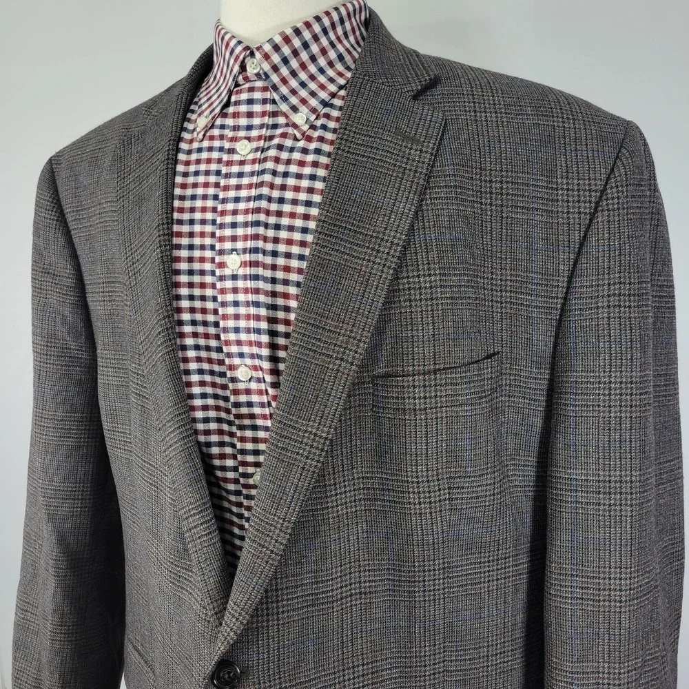 Lauren Ralph Lauren‎ Men's Sport Coat Blazer Two Button Flannel Plaid Wool 52R